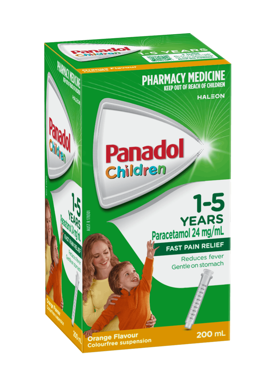 Panadol Colourfree Suspension 1-5 years Orange Flavour - 200 mL pack