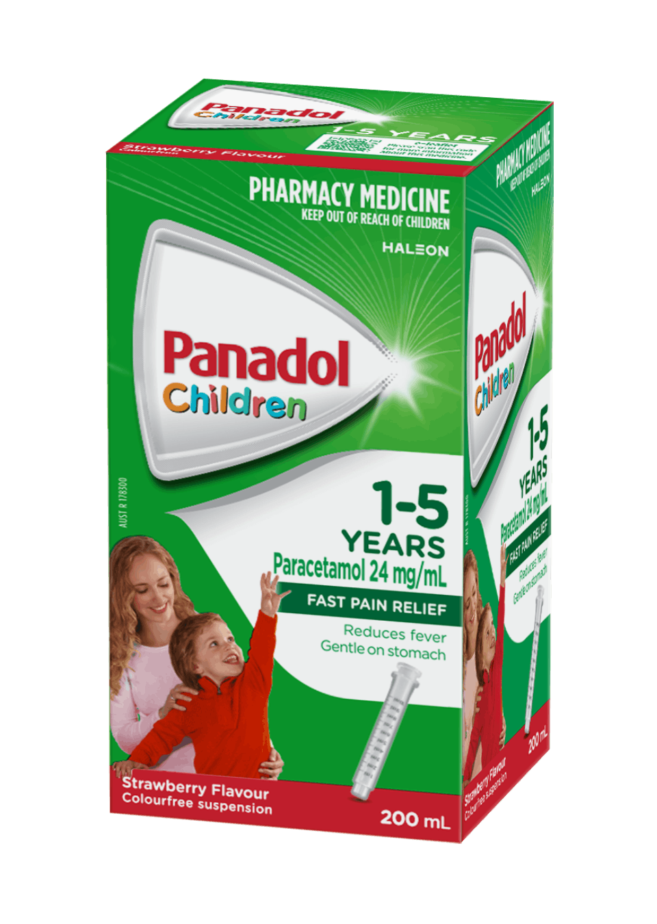 Panadol Colourfree Suspension 1-5 years Strawberry Flavour - 200 mL pack