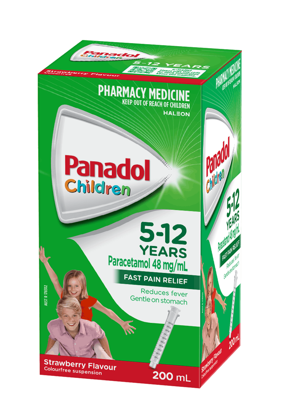 Children's Panadol Colourfree Suspension 5-12 years Strawberry Flavour - 200 mL pack