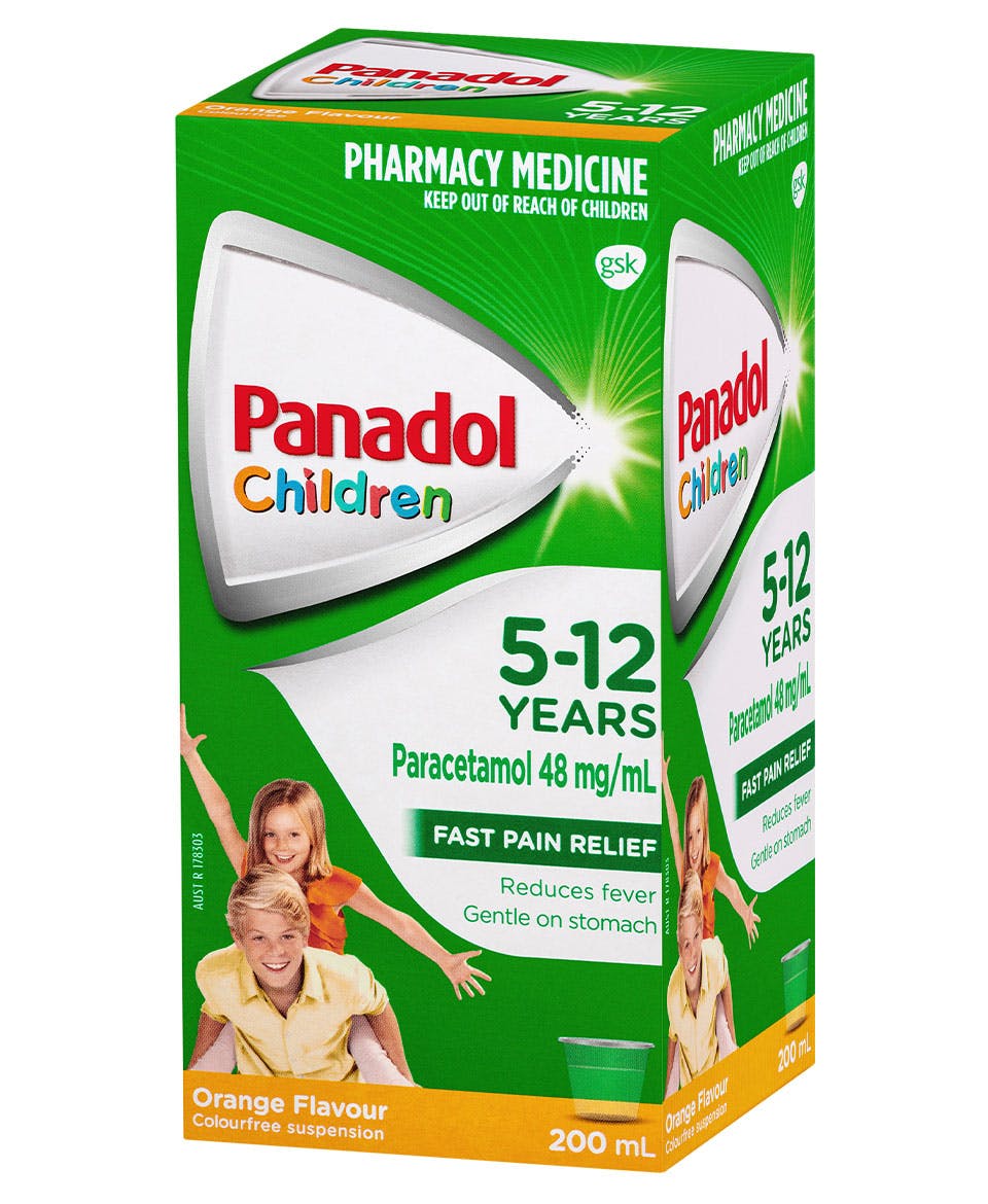 Children's Panadol Colourfree Suspension 5-12 years - Orange Flavour - 200 mL pack