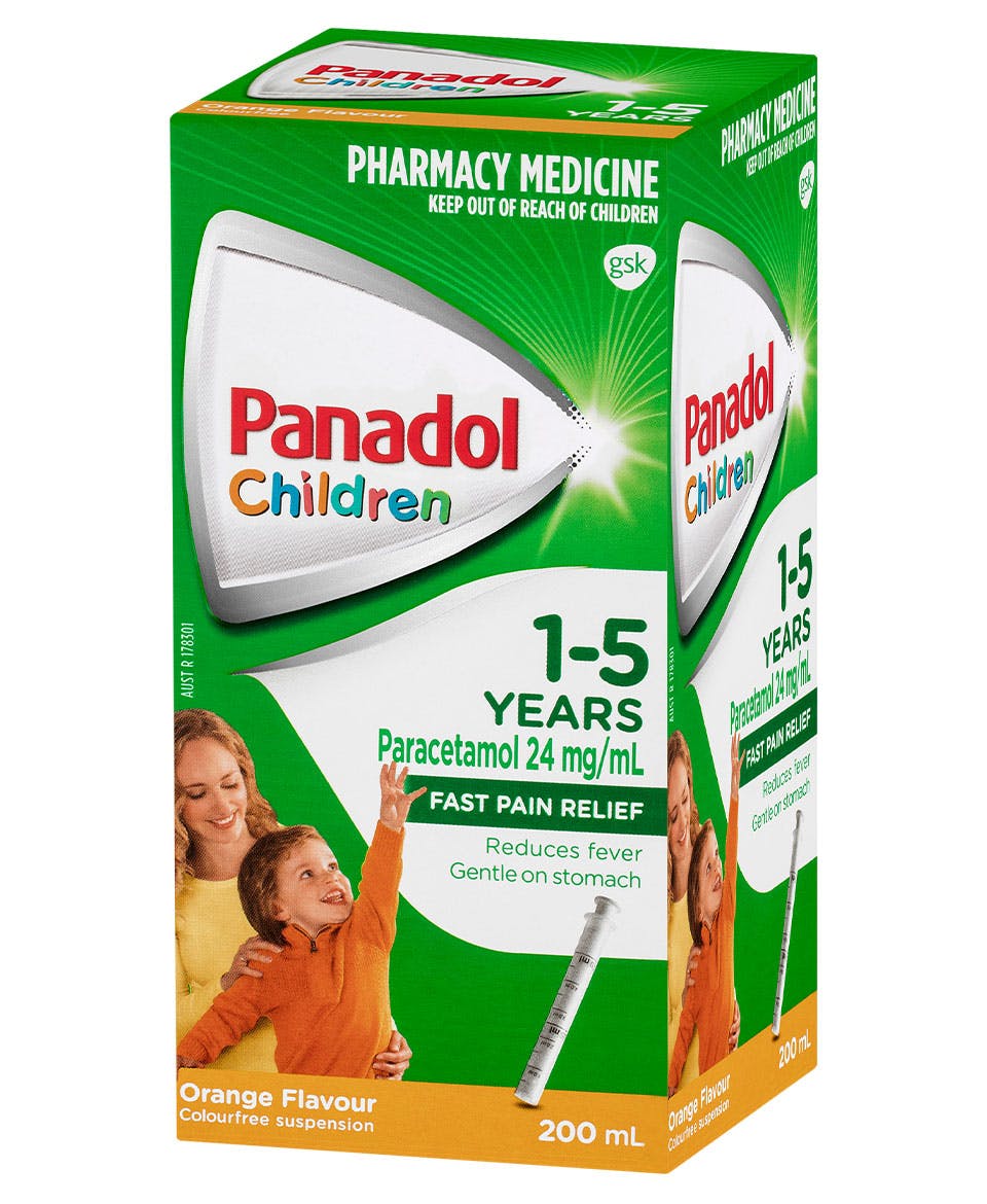 Panadol Colourfree Suspension 1-5 years Orange Flavour - 200 mL pack