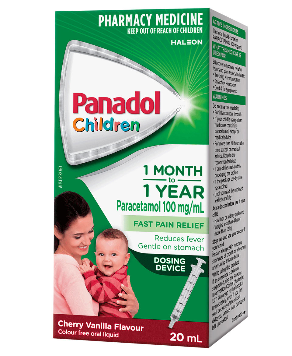 Panadol Colourfree Baby Drops 1 month - 1 year - Strawberry Flavour - 20 mL pack