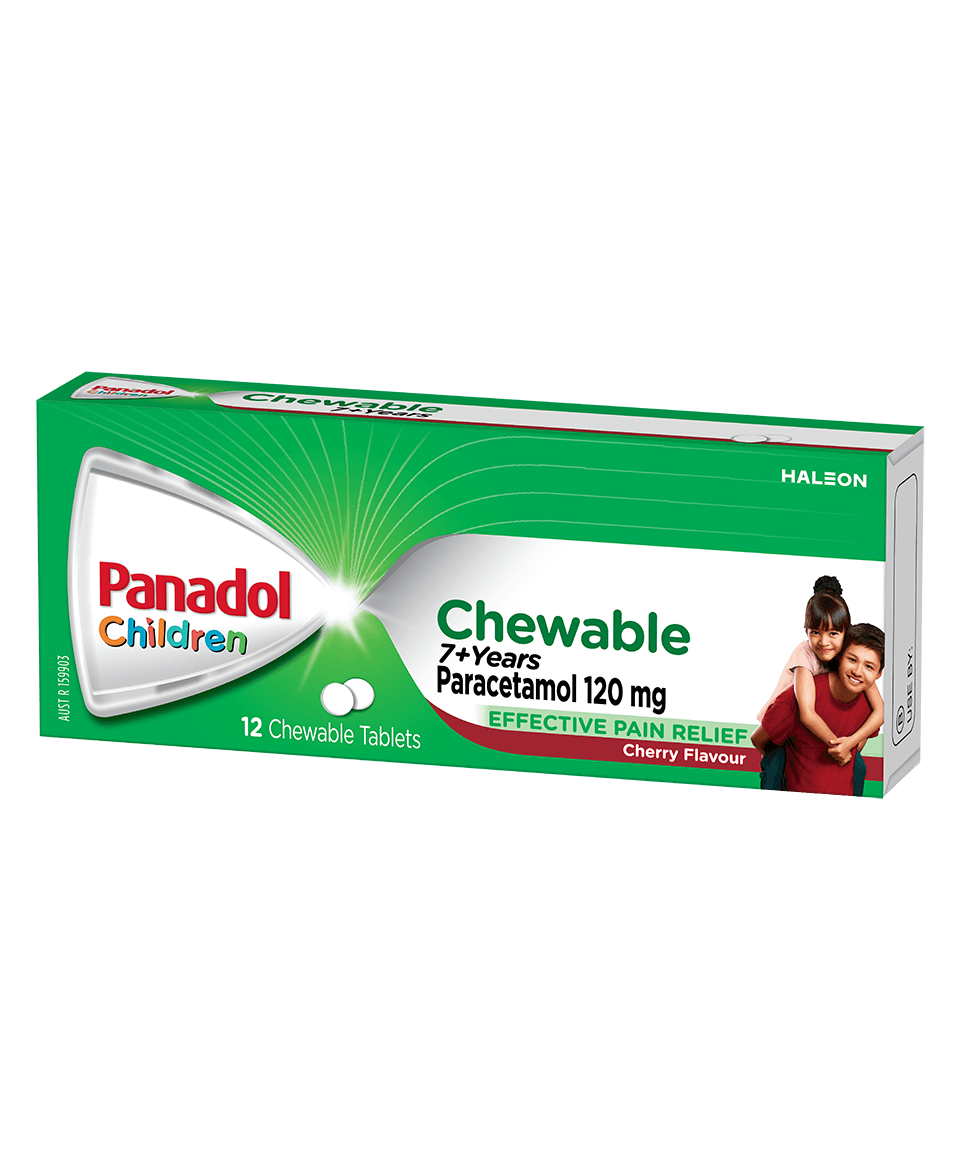 Panadol Chewable Tablets 3+ Years - Cherry Flavour - 12 tablets pack