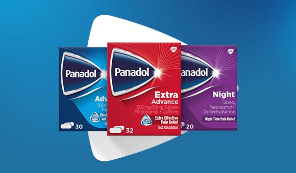 Panadol packshots Advance, Extra and Night