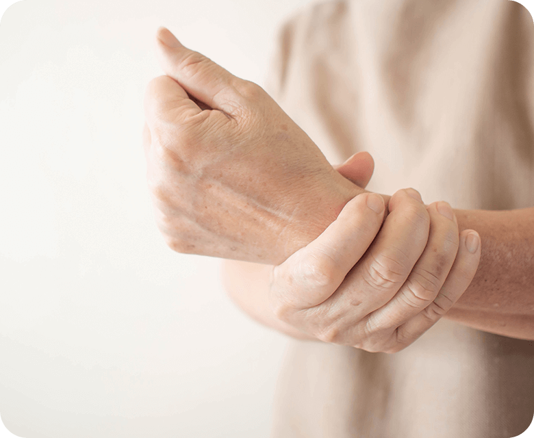 elderly woman suffering pain in the joint