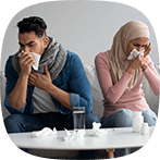 Sick Couple With Flu Symptoms Sneezing