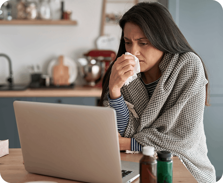 Sick Woman With Cold Symptoms