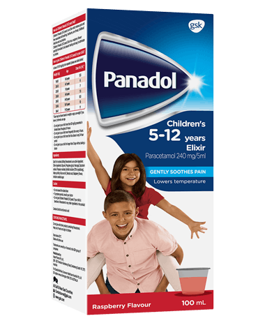 External Packaging For Panadol Elixir For Children Aged 5 To 12 Years.