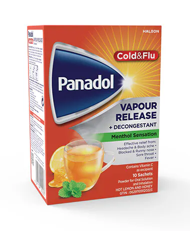 Panadol Cold And Flu Vapour Release Honey And Lemon Flavour With Decongestant 