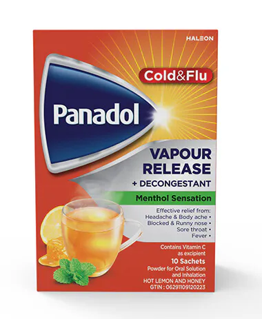 Panadol Cold And Flu Vapour Release Honey And Lemon Flavour With Decongestant 