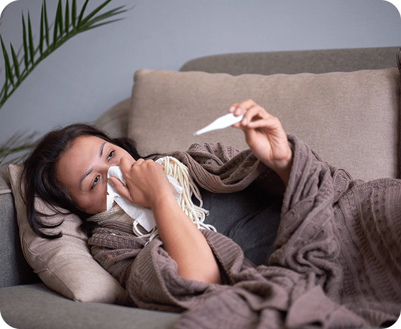 Woman with Fever Symptoms