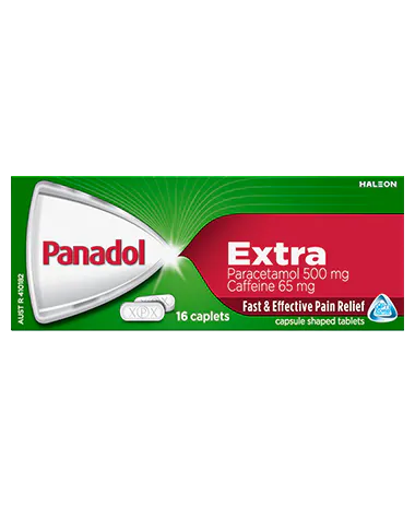 External packaging of Panadol Extra Caplets.