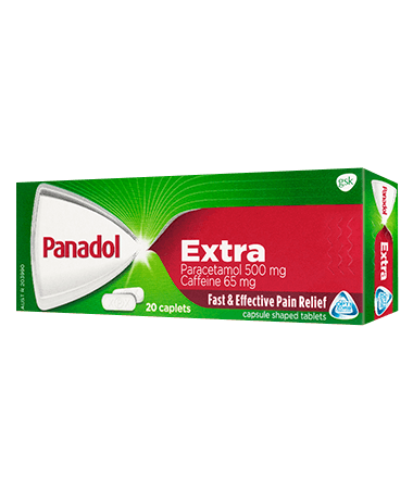 External packaging of Panadol Extra Caplets.