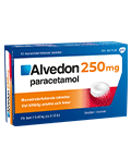 Alvedon 250 mg munsönderfallande tabletter förpackning med 12 tabletter