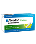 Alvedon 60 mg suppositorier förpackning med 10 suppositorier