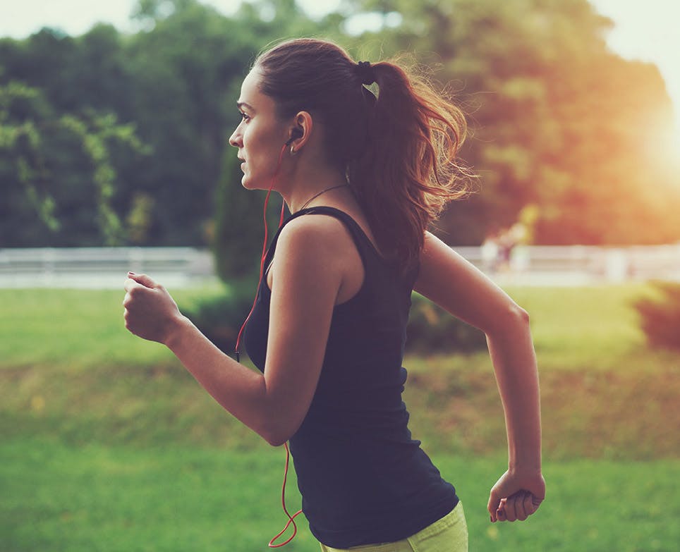 Woman jogging outdoors. 