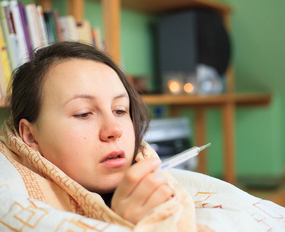 A little girl with a fever A little girl with a fever