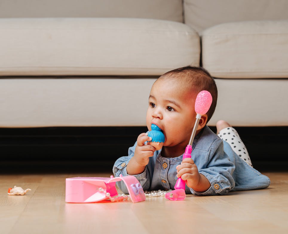 Baby playing on the floor