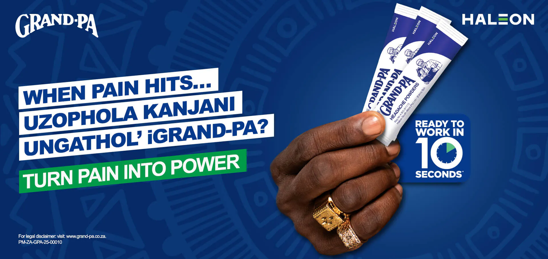 WHEN PAIN HITS ... UZOPHOLA KANJANI UNGATHOL' iGRAND-PA? TURN PAIN INTO POWER