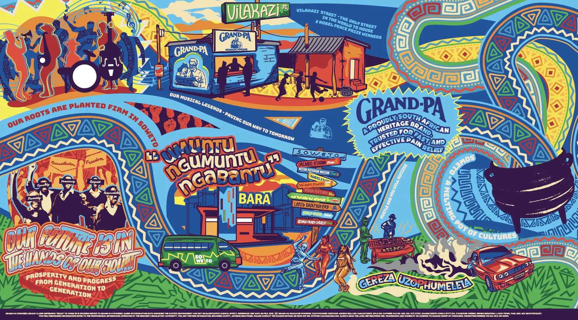 Grand-Pa commissioned Mzansi Heritage mural celebrating South African culture