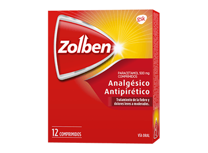 Zolben - Caja de comprimidos Zolben para tratamiento de fiebre y dolores leves a moderados