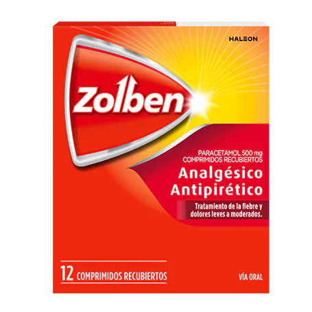 Zolben - Caja de comprimidos Zolben para tratamiento de fiebre y dolores leves a moderados