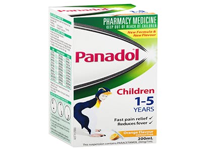 panadol colour-free suspension 1-5 years