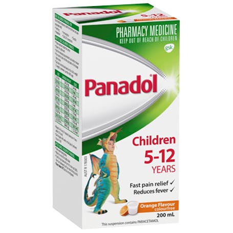 panadol colour-free suspension 5-12 years