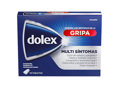 Dolex contra los síntomas de la gripa tabletas.