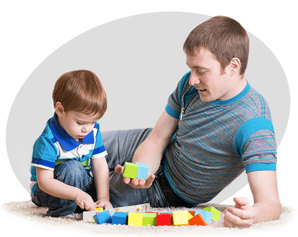 Dad With His Son Play Together At Home
