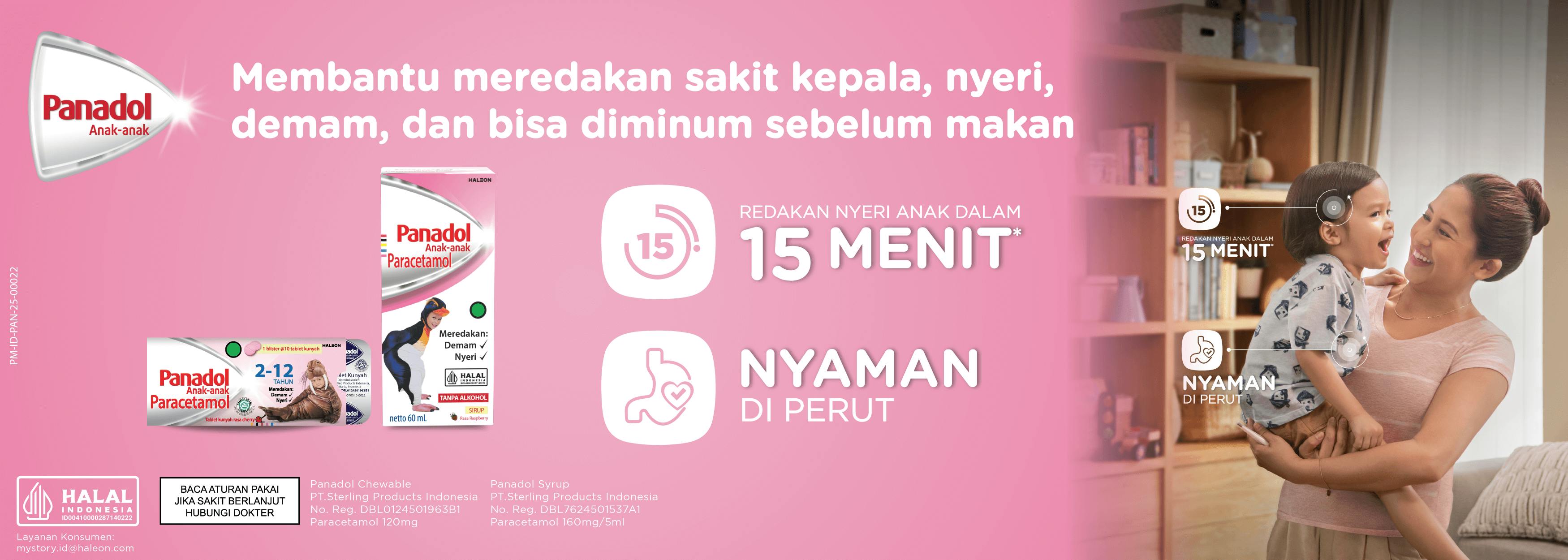 Membantu meredakan sakit kepala, nyeri, demam, dan bisa diminum sebelum makan