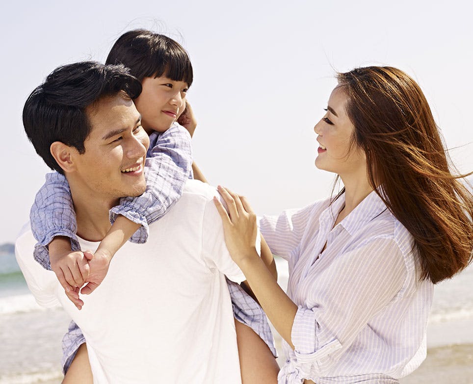 Family out for bicycle ride