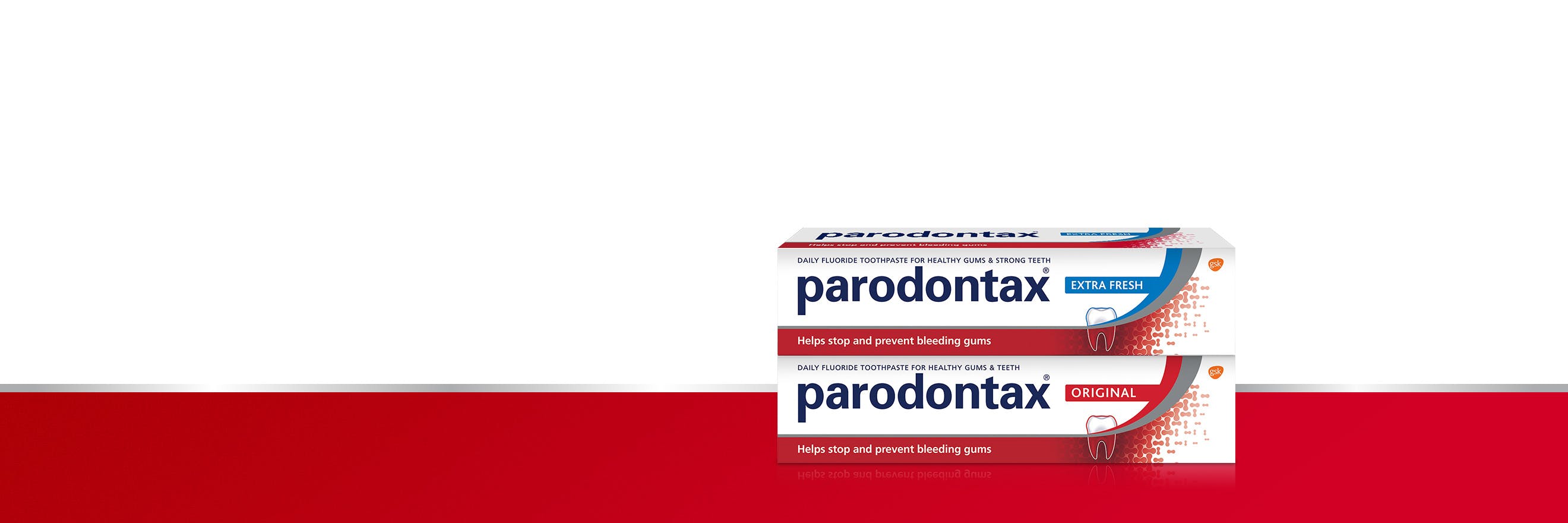 parodontax Daily Original toothpaste and Extra Fresh toothpaste