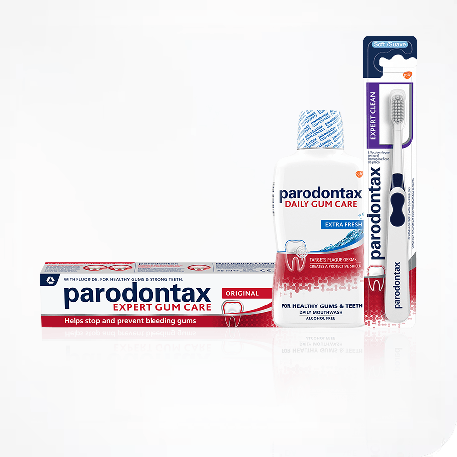 parodontax toothpaste, mouthwash and toothbrushes.