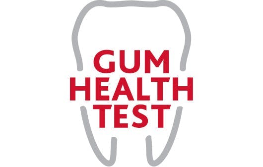 Tooth outline with gum health test through the middle