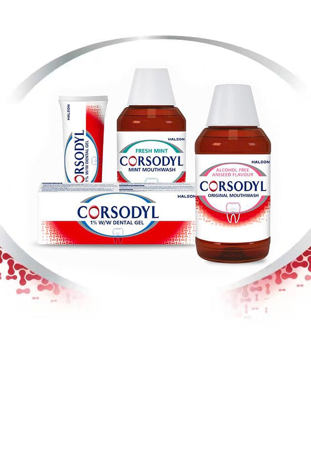 Corsodyl Treatment Product Range (0.2% w/v mouthwash and 1% w/w dental gel)