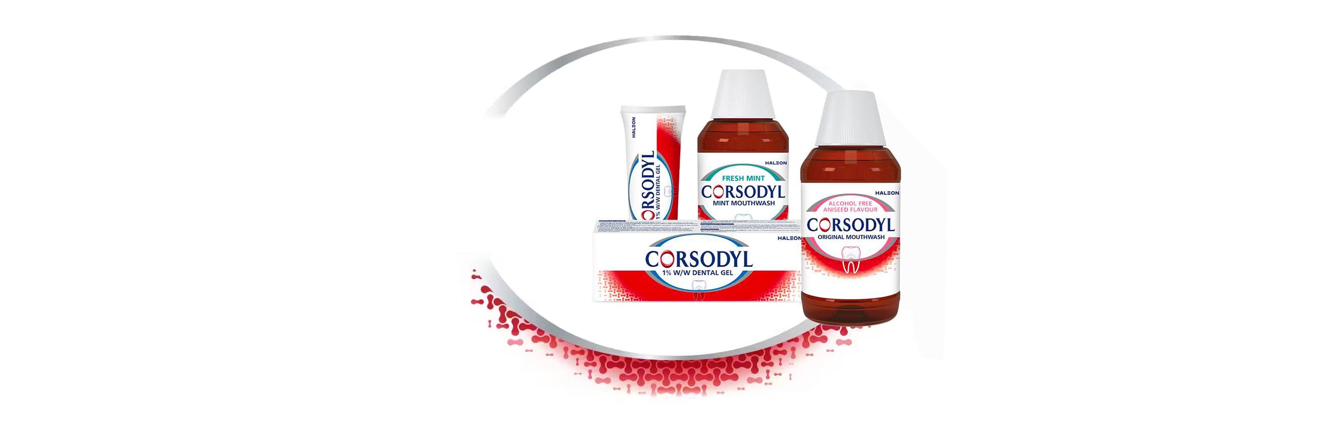 Corsodyl Treatment Product Range (0.2% w/v mouthwash and 1% w/w dental gel)