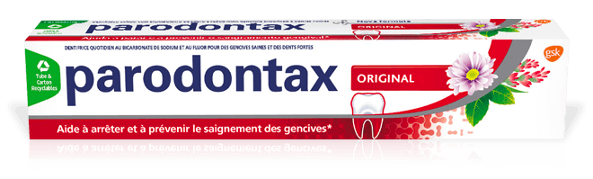 Dentifrice quotidien parodontax Original qui aide à arrêter et prévenir le saignement occasionnel des gencives.