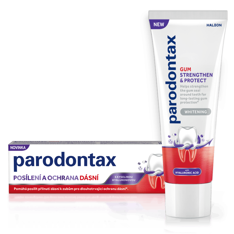 Obrázok zubnej pasty parodontax Posilnenie a ochrana ďasien Whitening