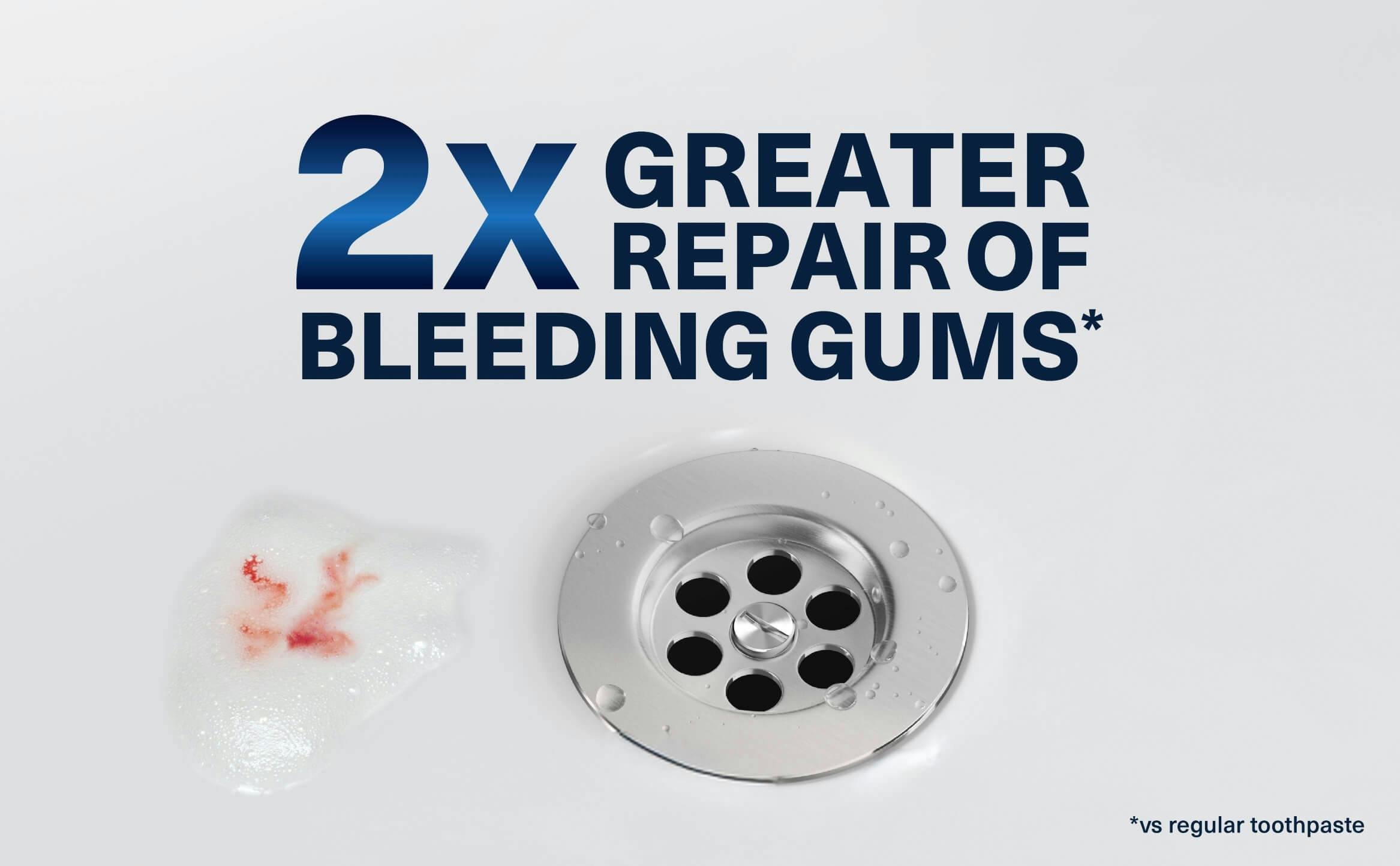 2 times greater repair of bleeding gums versus regular toothpaste.