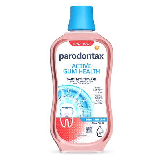 Peer symbool Terugspoelen Mondwater voor dagelijkse tandvleesverzorging Extra Fresh | parodontax