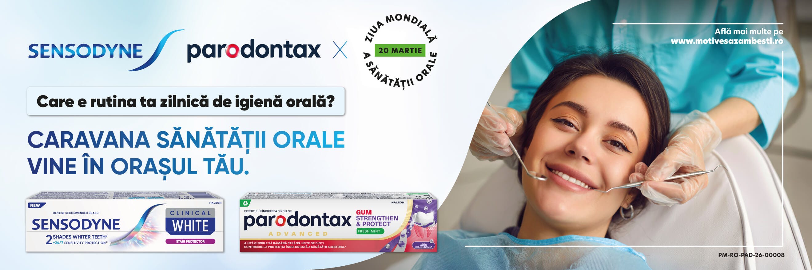Pastele de dinți Sensodyne Clinical White Stain Protector și parodontax Gum Strengthen & Protect Fresh Mint