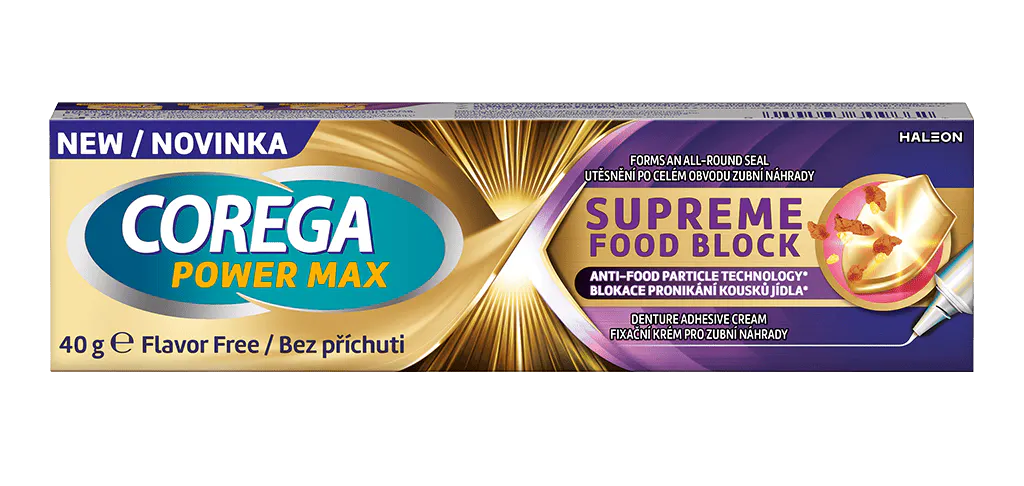 Corega Power Max Supreme Food Block fixační krém na zubní náhrady 40g