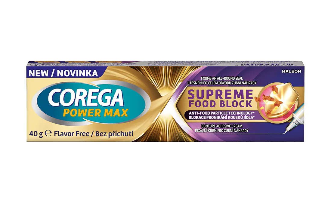 Corega Power Max Supreme Food Block fixační krém na zubní náhrady 40g