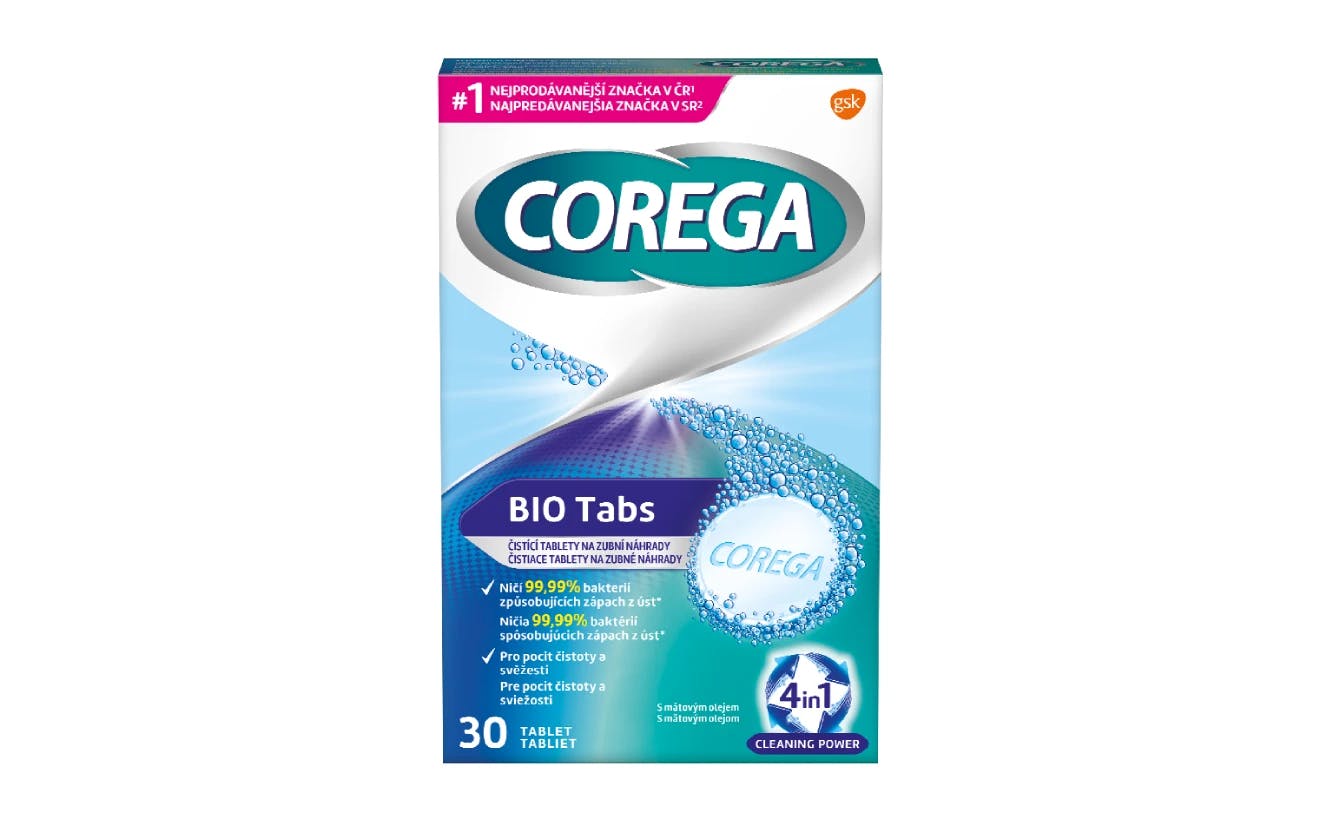 COREGA BIO tabs antibakteriální čistící tablety na zubní náhrady