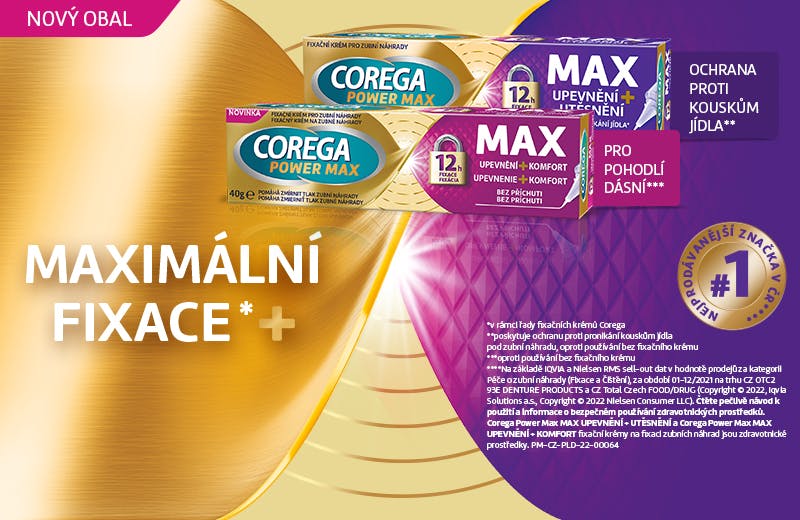 Fixační krémy Corega Power Max  - maximální fixace