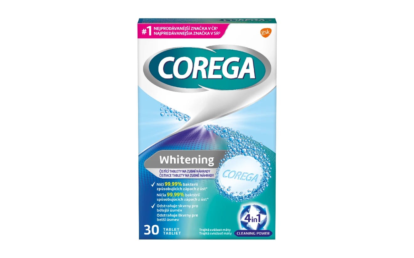 COREGA Whitening antibakteriální čistící tablety