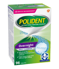 40 Tablet Box of Polident Overnight Daily Cleanser Triple Mint Fresh Flavour 