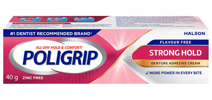 Poligrip Strong Hold Flavour Free denture adhesive cream