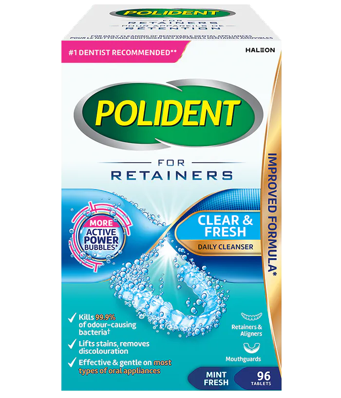 96 Tablet Box of Polident Partials Daily Cleanser Mint Fresh Flavour